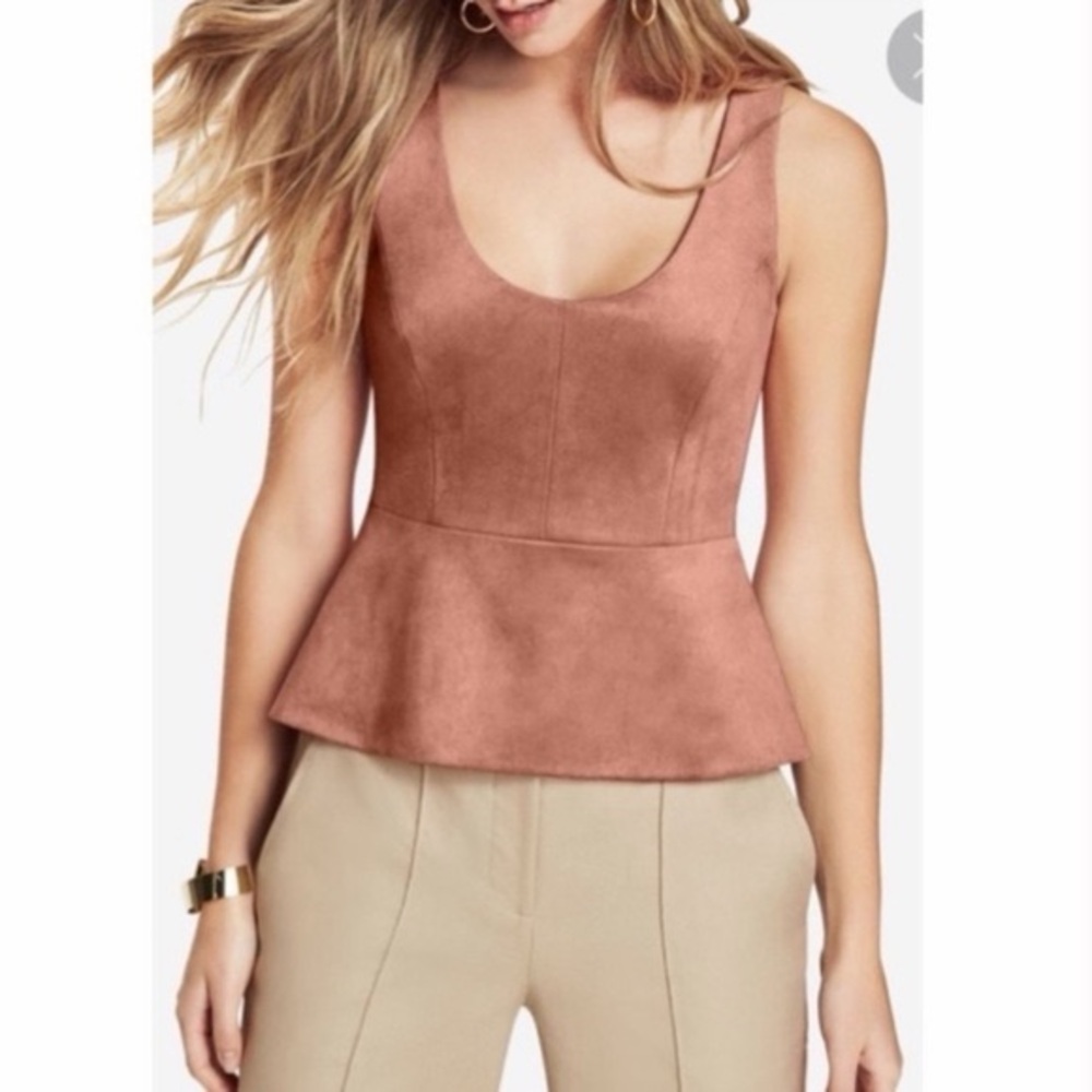BCBGMaxAzria Dusty Rose Suede-Look Peplum Camisole XXS